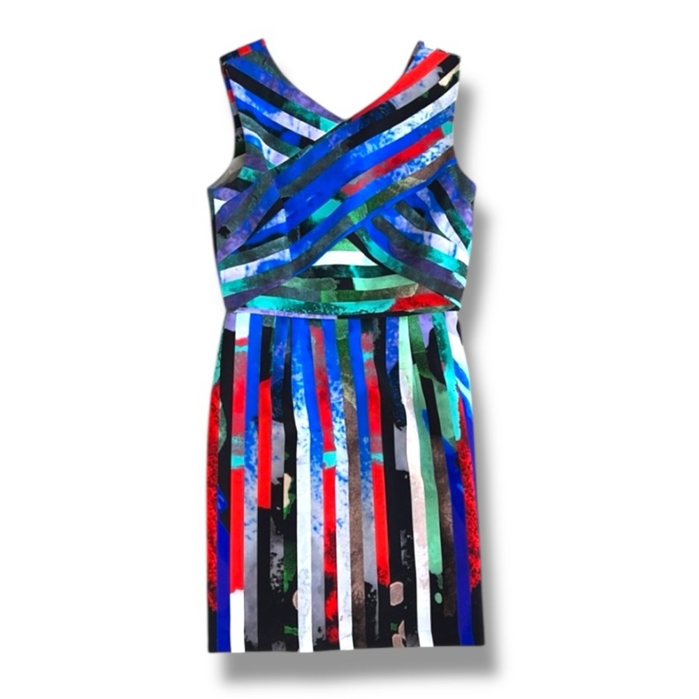 Milly Allison Mirage-Striped Multi Color Sleeveless Mini Dress Size 6 - Picture 8 of 15